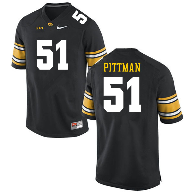 Men #51 Jeremiah Pittman Iowa Hawkeyes College Football Jerseys Sale-Black